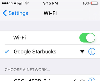 iPhone connecting to Google Starbucks